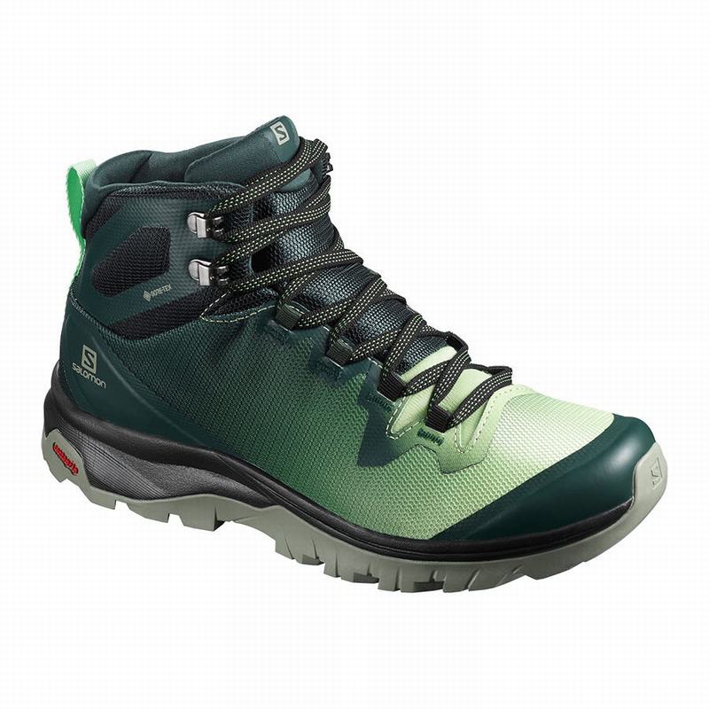 Salomon VAYA MID GORE-TEX Zapatillas Trekking Mujer - Verde / Gris - Colombia (92860-FQLU)